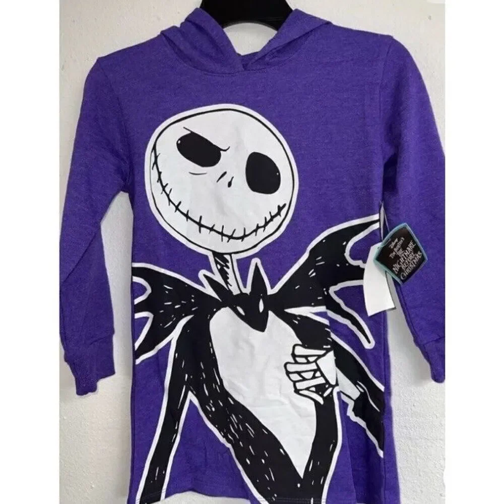 Nightmare Before Christmas Halloween Cosplay Hoodie Dress‎ Purple XS